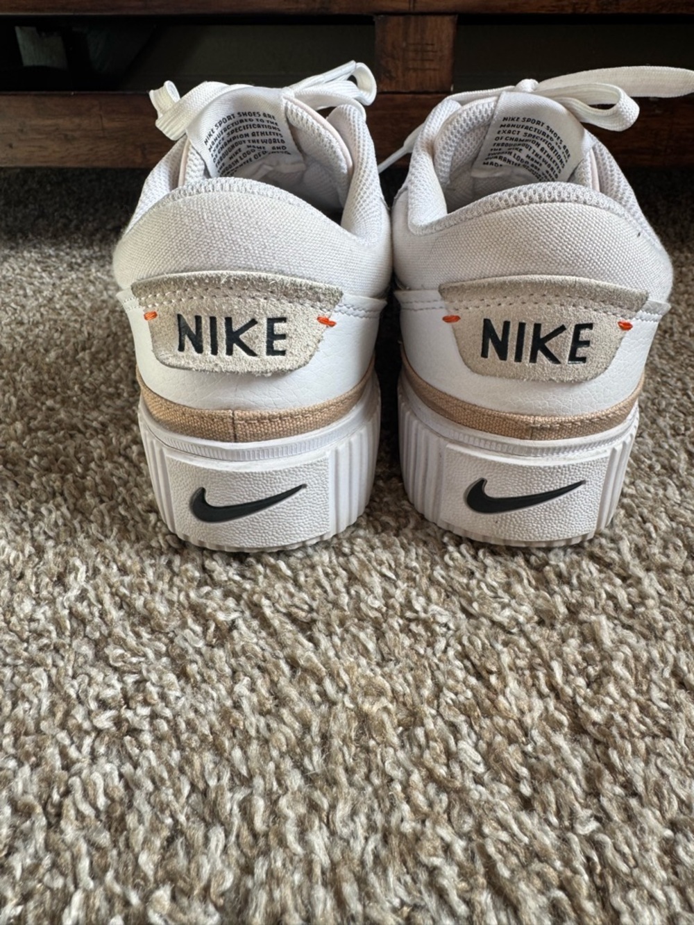 Nike Court Legacy Lift Athletic Sneakers White Black Lace-Up Low Top - Picture 8 of 9